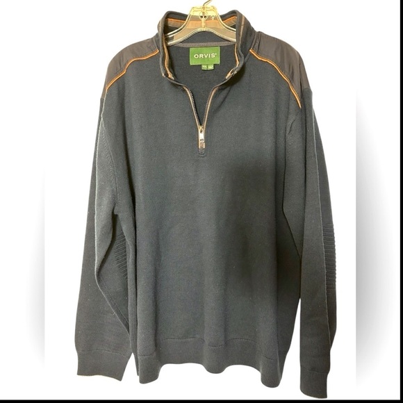 Orvis Upton Navy Merino Wool 1/4 Zip Sweater - Picture 5 of 10